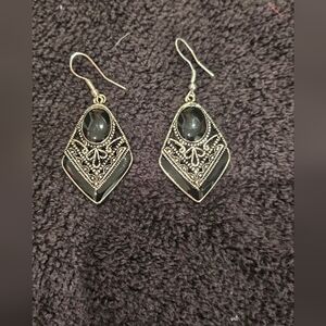 Elegant Black and Silver Dangle Earrings